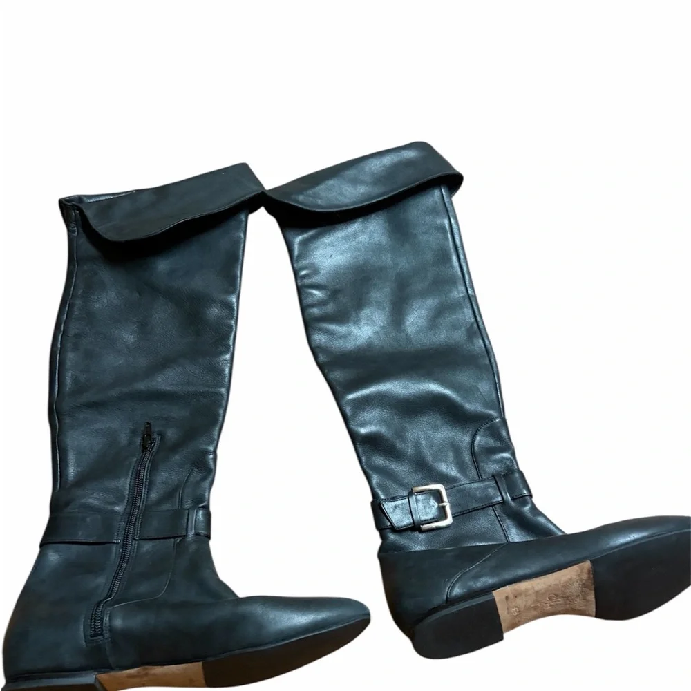 Nike Black Leather Knee-High Boots